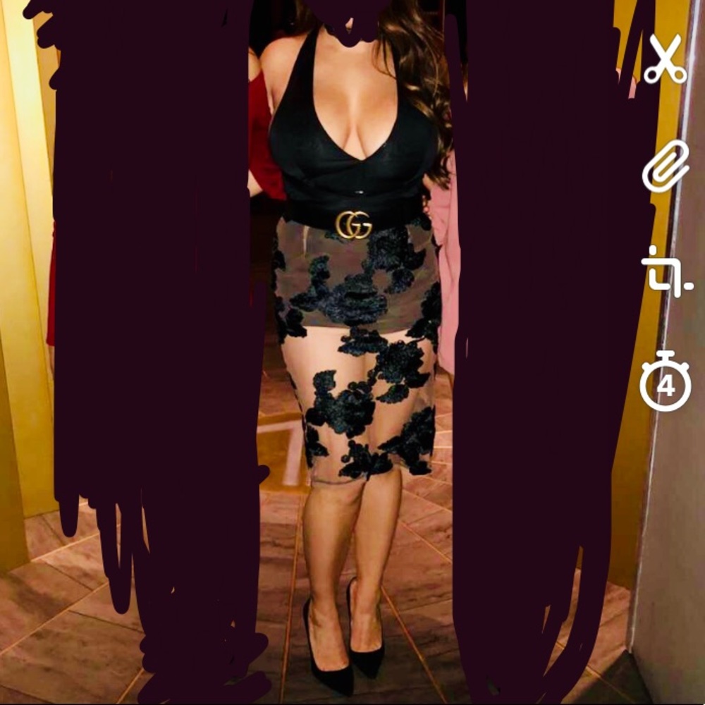 Beautiful black and nude midi dress